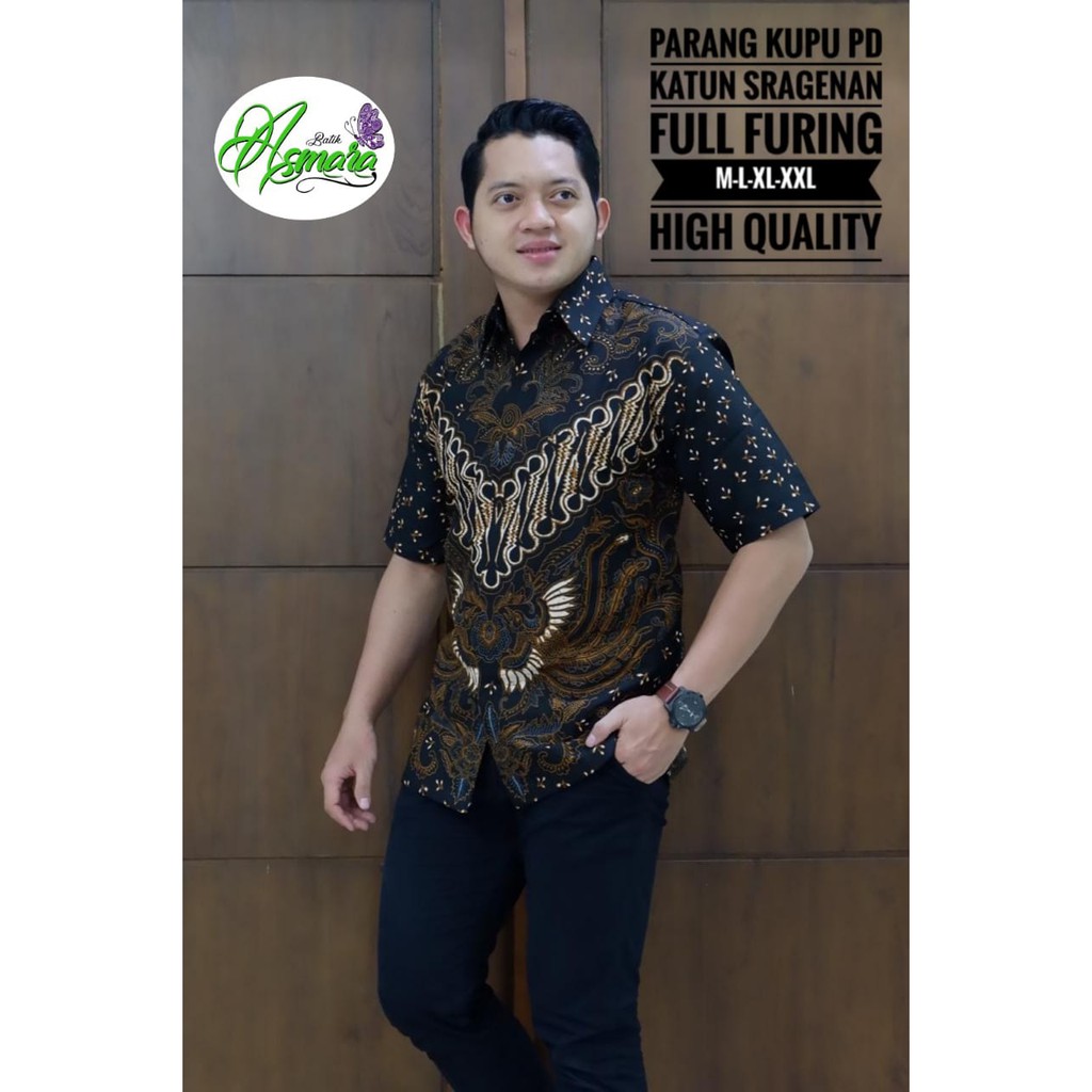 KEMEJA BATIK PENDEK PARANG KUPU PENDEK kemeja batik pria terbaru Bahan Katun Full Furing Terbaru