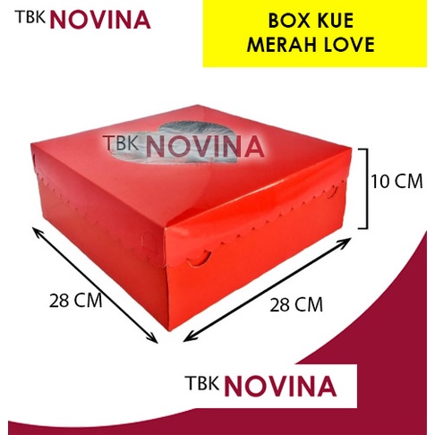 KOTAK KUE MERAH LOVE / BOX CAKE KUE TART / BOX KUE ULANG TAHUN