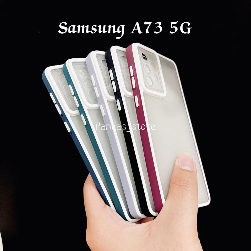 Pro Hybird Samsung A73 5G Softcase Halus dan Elegan / Pinggiran Garis Putih Keren (Pandas)