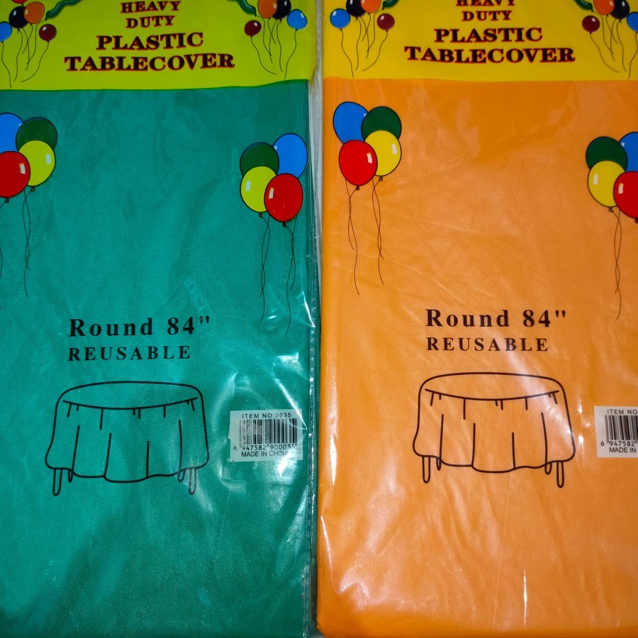 REUSABLE HEAVY DUTY TABLE COVER TAPLAK MEJA PLASTIK BUNDAR BULAT ROUND