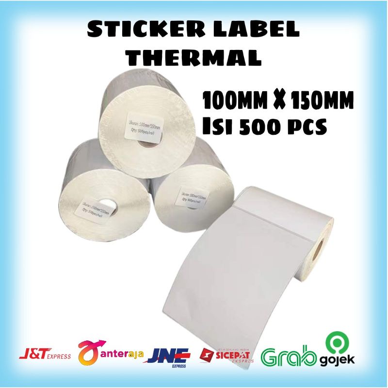 

Sticker Label Thermal 100mm× 150mm Isi 500 pcs / Kertas stiker Barcode / Resi
