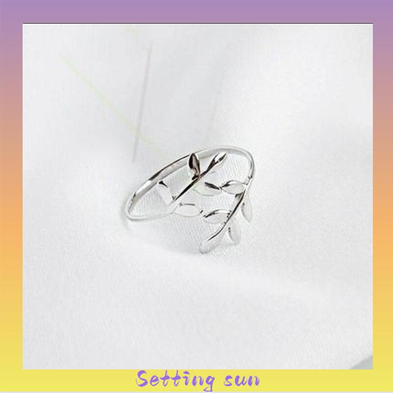 Cincin Charms Olive Tree Branch Leaves Open Ring Wedding Rings Adjustable Jewelry TN