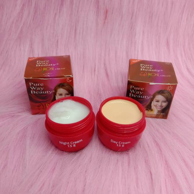 Cream Pure Way Beauty Rose Original Krim Pelembab Wajah Siang dan Malam