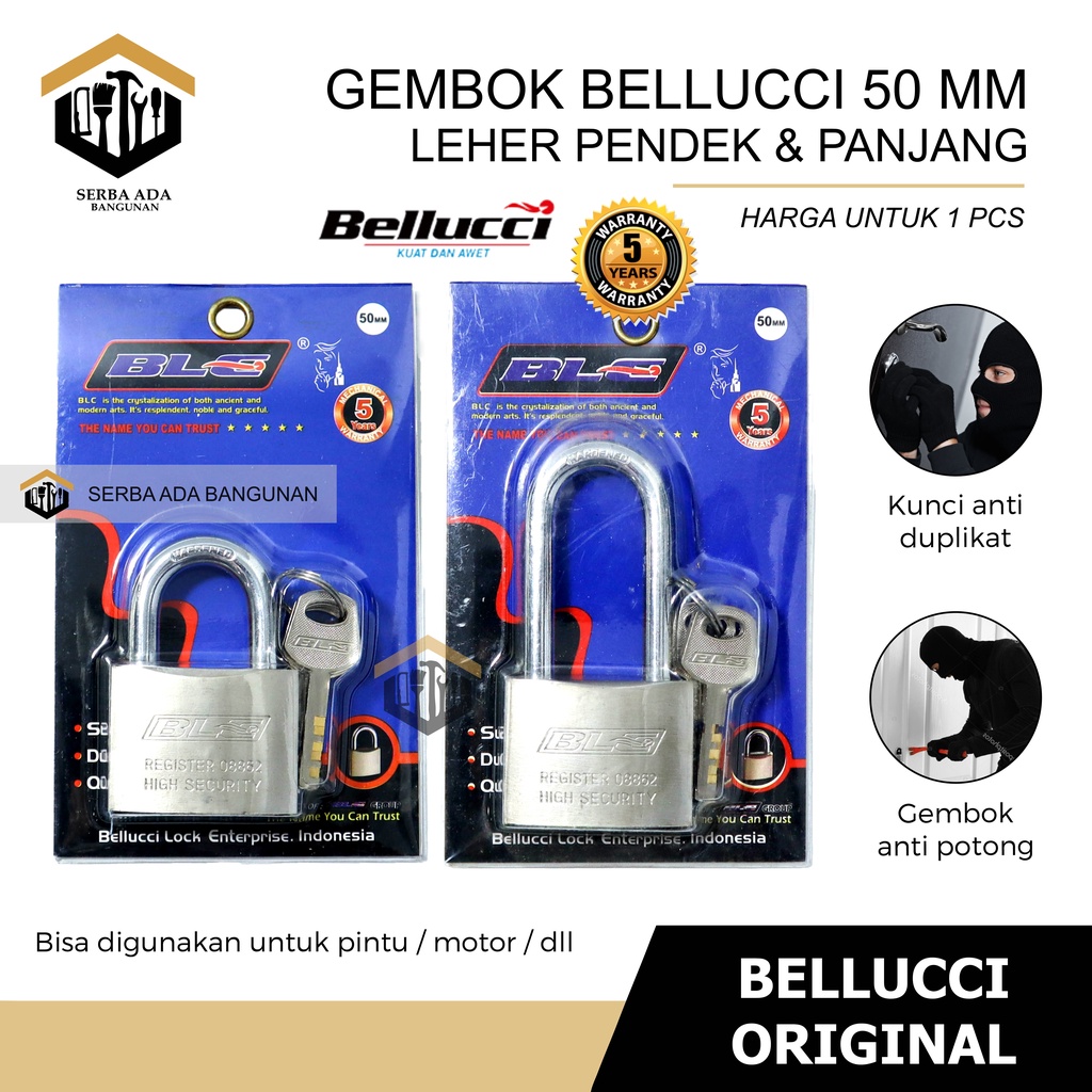 Gembok Putih Bellucci Anti Rust Anti Maling Anti Cut