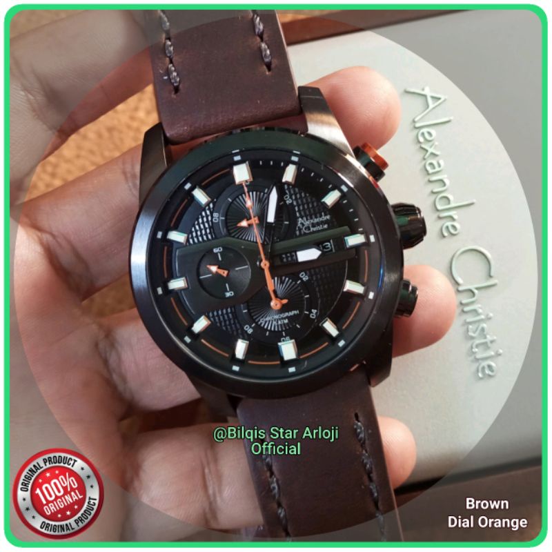 Alexandre Christie Pria Ac 6270 Tali Kulit Coklat Original