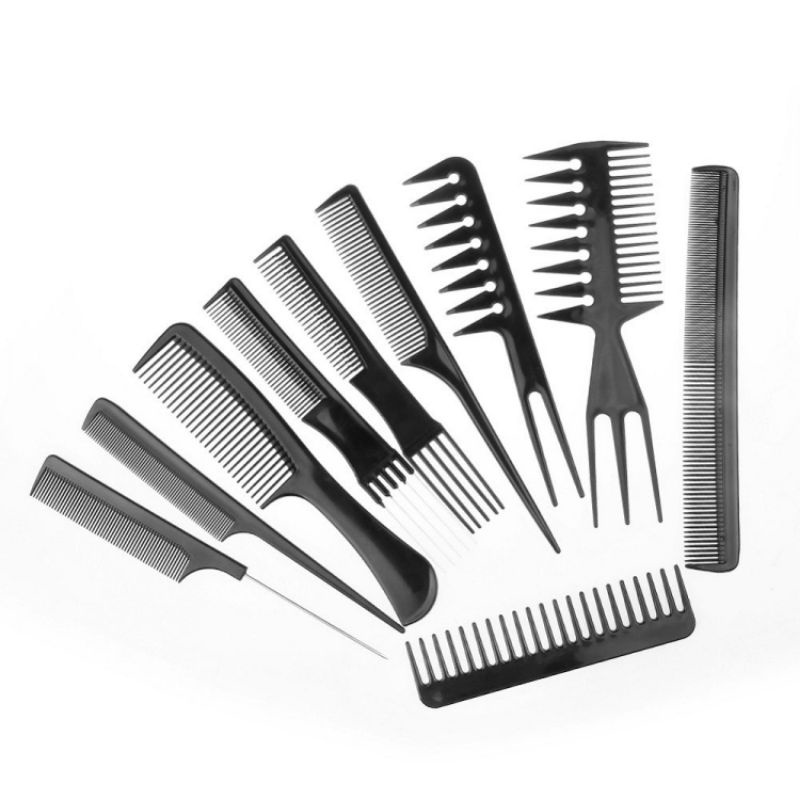 Berbagai Model Sisir Rambut Salon Cukur Hair Comb 10 Set Lengkap