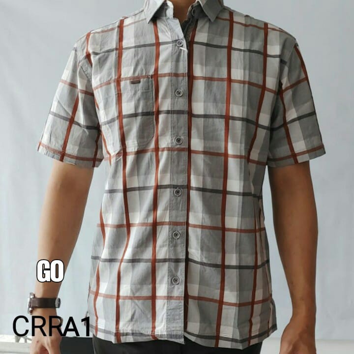 bego CRRA CARDINAL KEMEJA CASUAL Hem Pria Baju Cowok Pakaian Pria Lengan Pendek