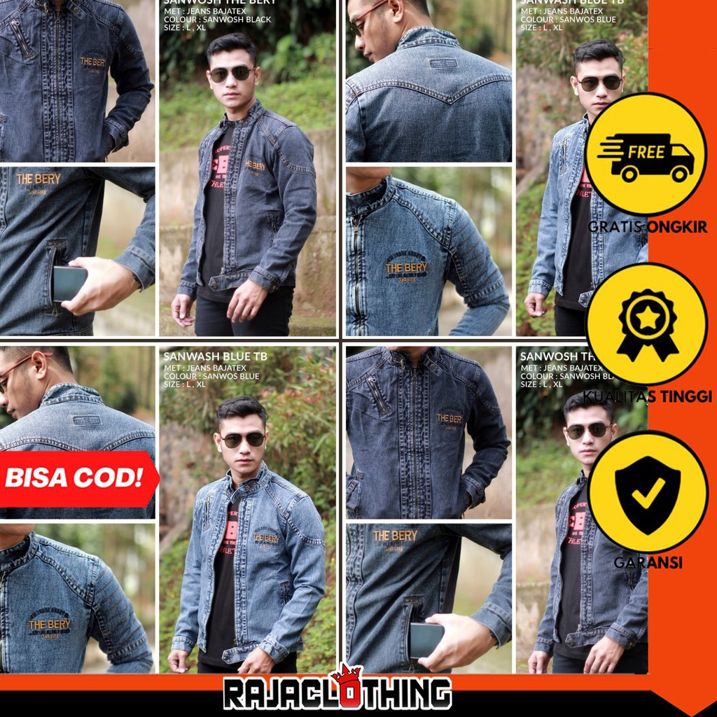 RCL - JAKET BOMBER JEANS THE BERRY ORIGINAL - JAKET BOMBER CASUAL PRIA