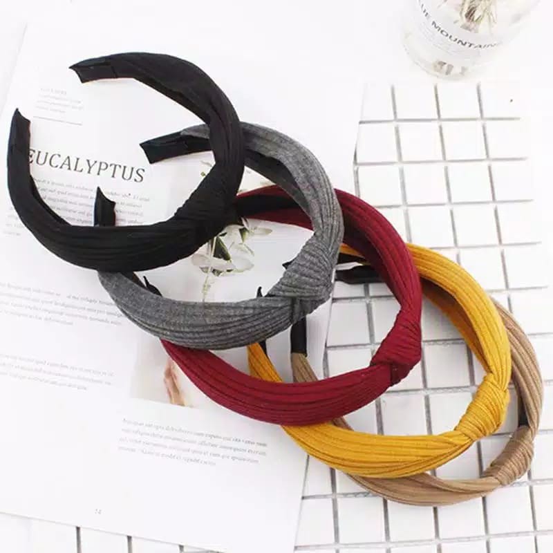 Bando Korea Bandana Wanita Murah Bando Polos Bando Simpul Aksesoris Rambut Wanita Import (VC)