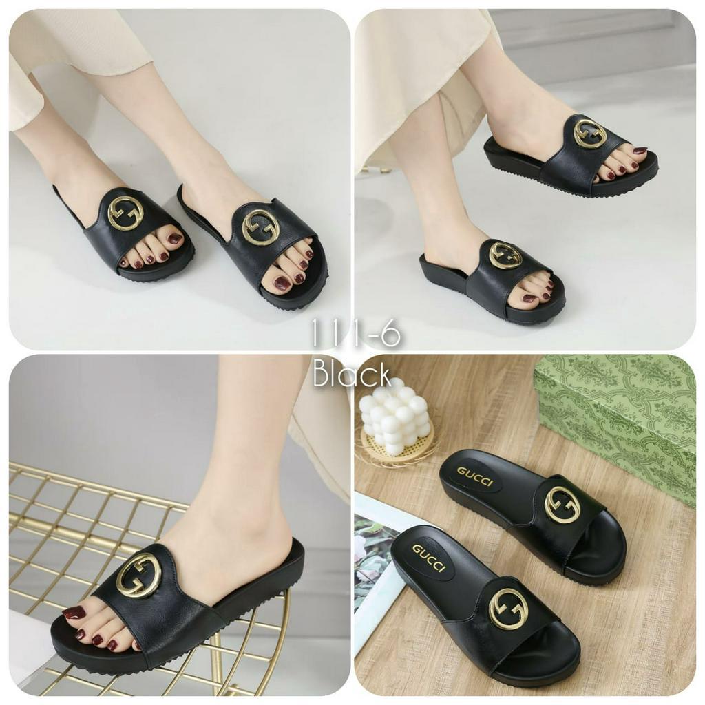 SANDAL WANITA IMPORT SLOP KULIT G0CC1 KODE: 111-6