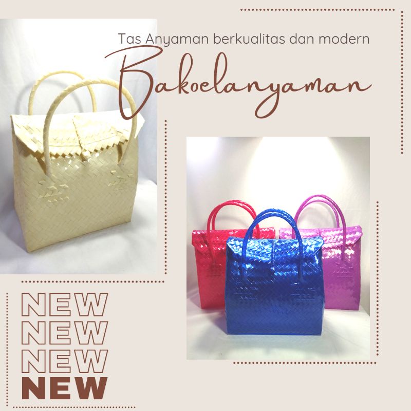 Tas Anyaman Bahan Kaca Polos/ Keranjang Anyaman/ Tas Serbaguna