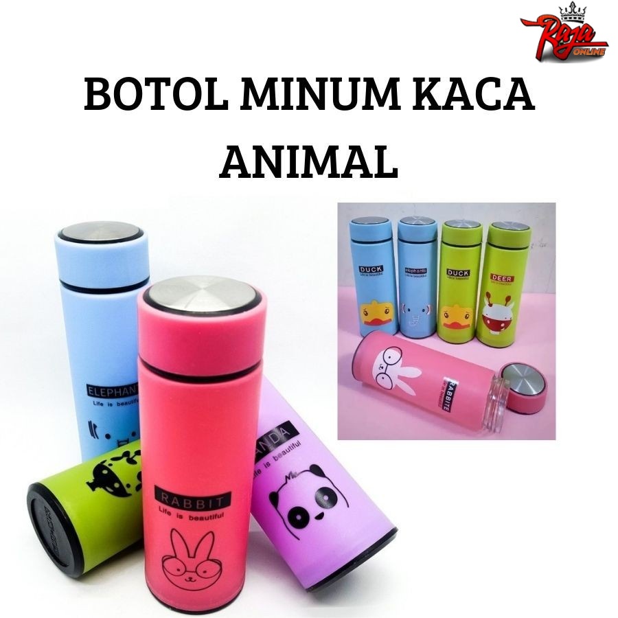 BM45 - Botol Minum Bahan KACA HEWAN ANIMAL Kapasitas 450 ML