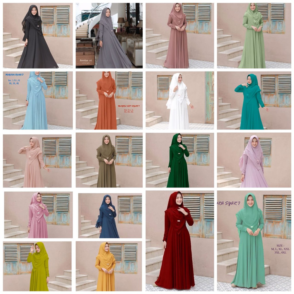 Gamis Wanita Terbaru 2021 Mayra Syari Set Kerudung M L XL XXL 3XL