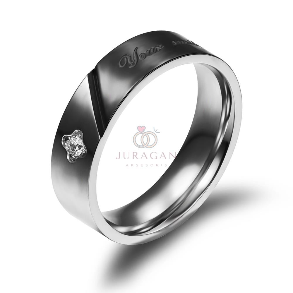 [HIGH QUALITY] Cincin Couple BUCIN R14 Titanium Ukir Nama + Box Cincin Beludru + BONUS Gelang Couple