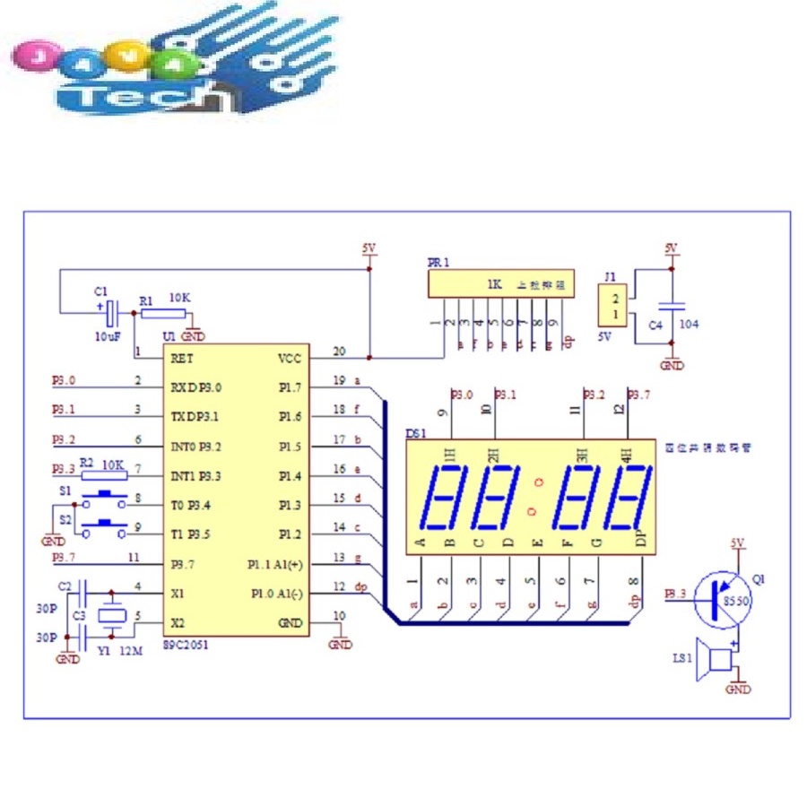 Diy Kit Jam Digital 4 Segment 4 Bits C51 Electronic Clock