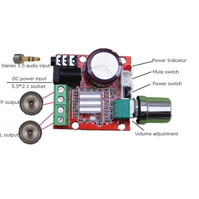 Power 2x15w PAM8610 Class D Mini Digital Audio Amplifier