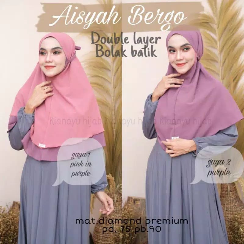 ZAKIA BERGO MARYAM BOLAK BALIK - JILBAB INSTAN WANITA 2 WARNA - KERUDUNG DEWASA 2MODEL