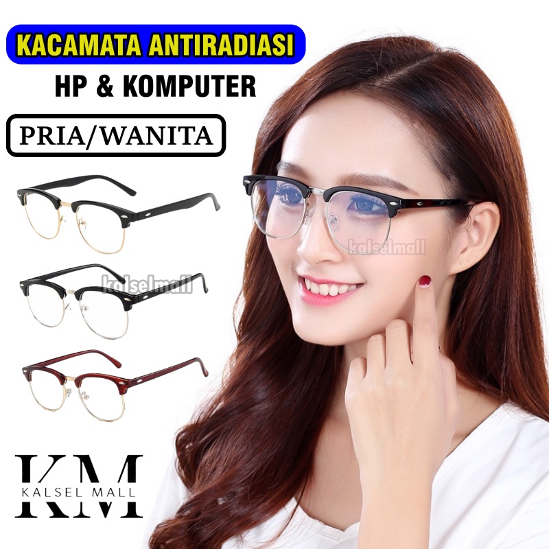 COD Kacamata Frame Anti Radiasi Metal Gaya Retro Model Baru Hp Laptop Komputer Baca Untuk Pria / Wanita Model Artis Kaca Mata Retro Vintage Antiradiasi Keren Oval Bulat Kotak Lonjong Metal Cewek Cowok Banjarbaru Martapura Banjarmasin Kalselmall KCP23