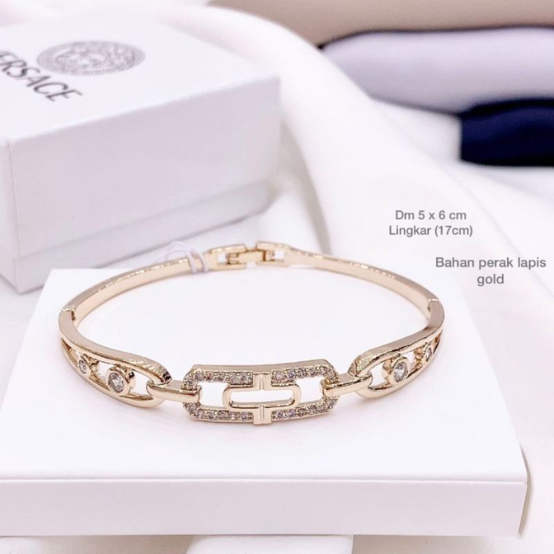 Gelang Silver925 perak Platgold Premium Gelang zircon anti karat anti alergi  S-004