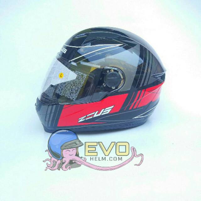 HELM ZEUS FULL FACE ZS-811 BLACK J 20 RED - FREE SMOKE VISOR  ORIGINAL ( ONGKIR 2KG )