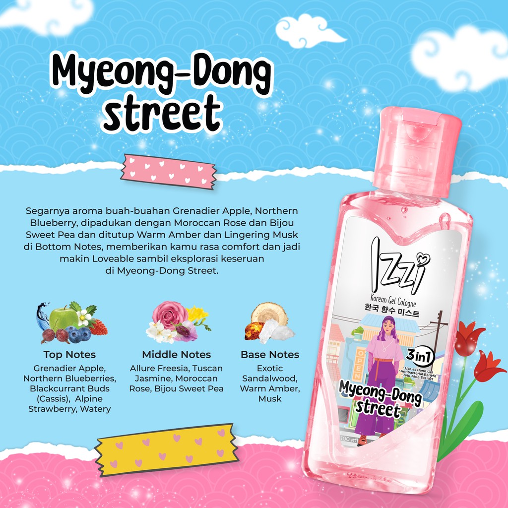 ★ BB ★ IZZI Korean Gel Cologne - Fine Fragrance Mist 100ml | Parfum Wanita - Myeongdong Street - Namsan Tower