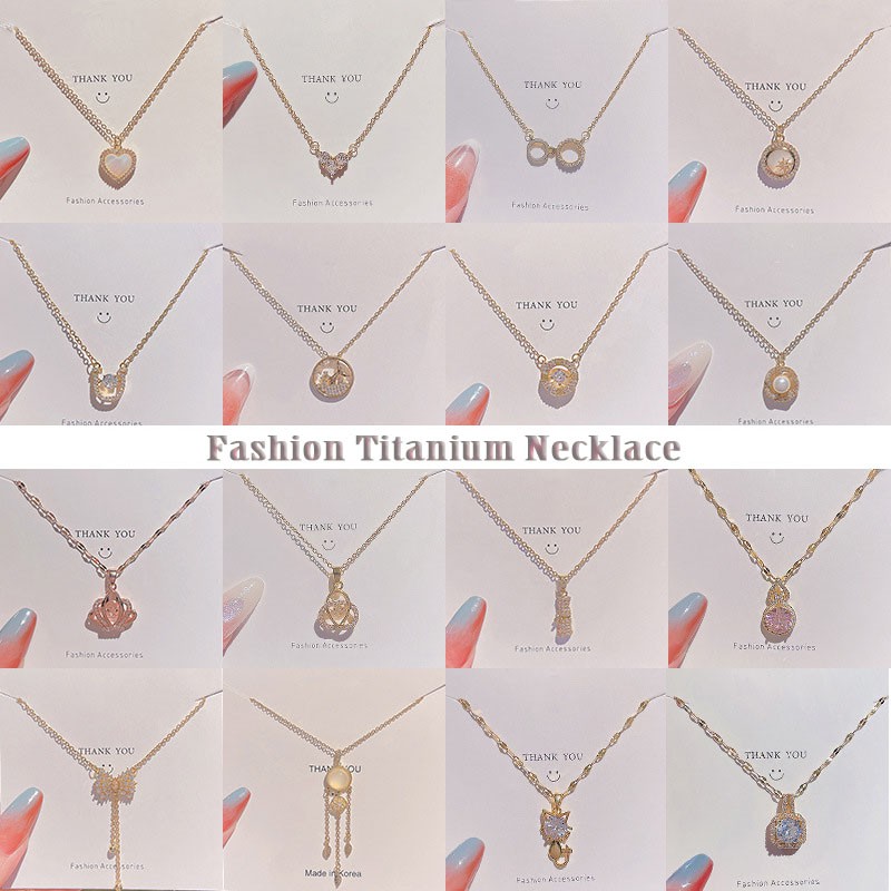 Shuling Korea style High Sense Titanium Necklace Kalung Choker Geometris Perempuan Grosir