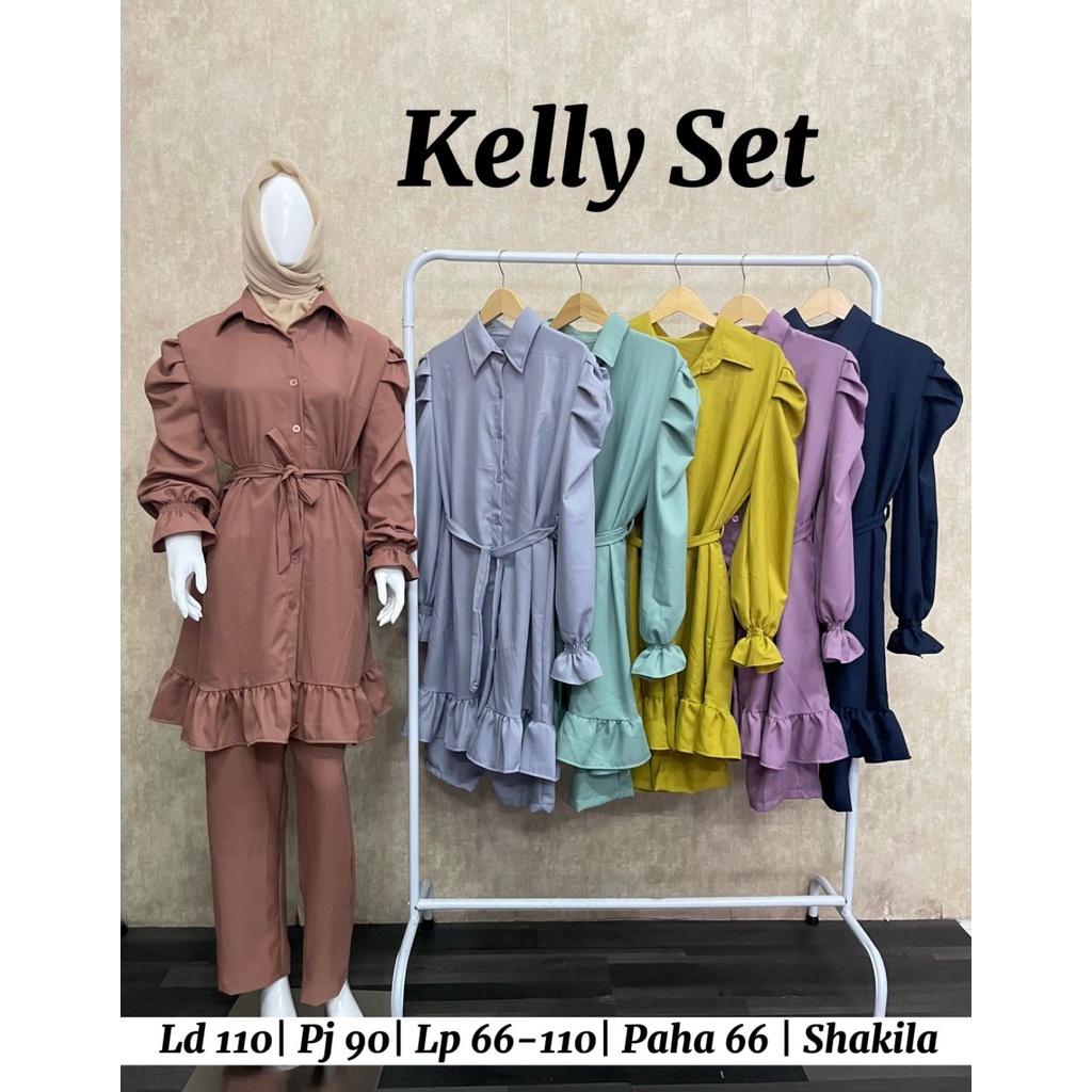 KELY SET TUNIK - SETCEL SHAKILA IMPORT SETELAN SHAKILA POLOS KANCING BUSUI/BUMIL MUSLIM