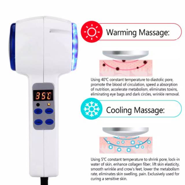 Alat kecantikan setrika wajah hot and cold hammer lcd dan blue photon