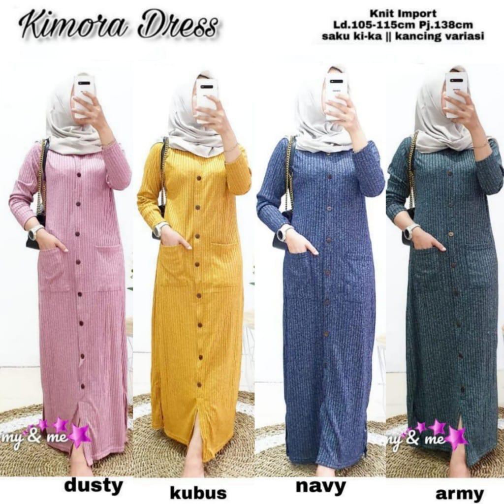 Gamis Kaos Kombinasi Cantik Kekinian Dress Muslim Wanita Trendy Melia