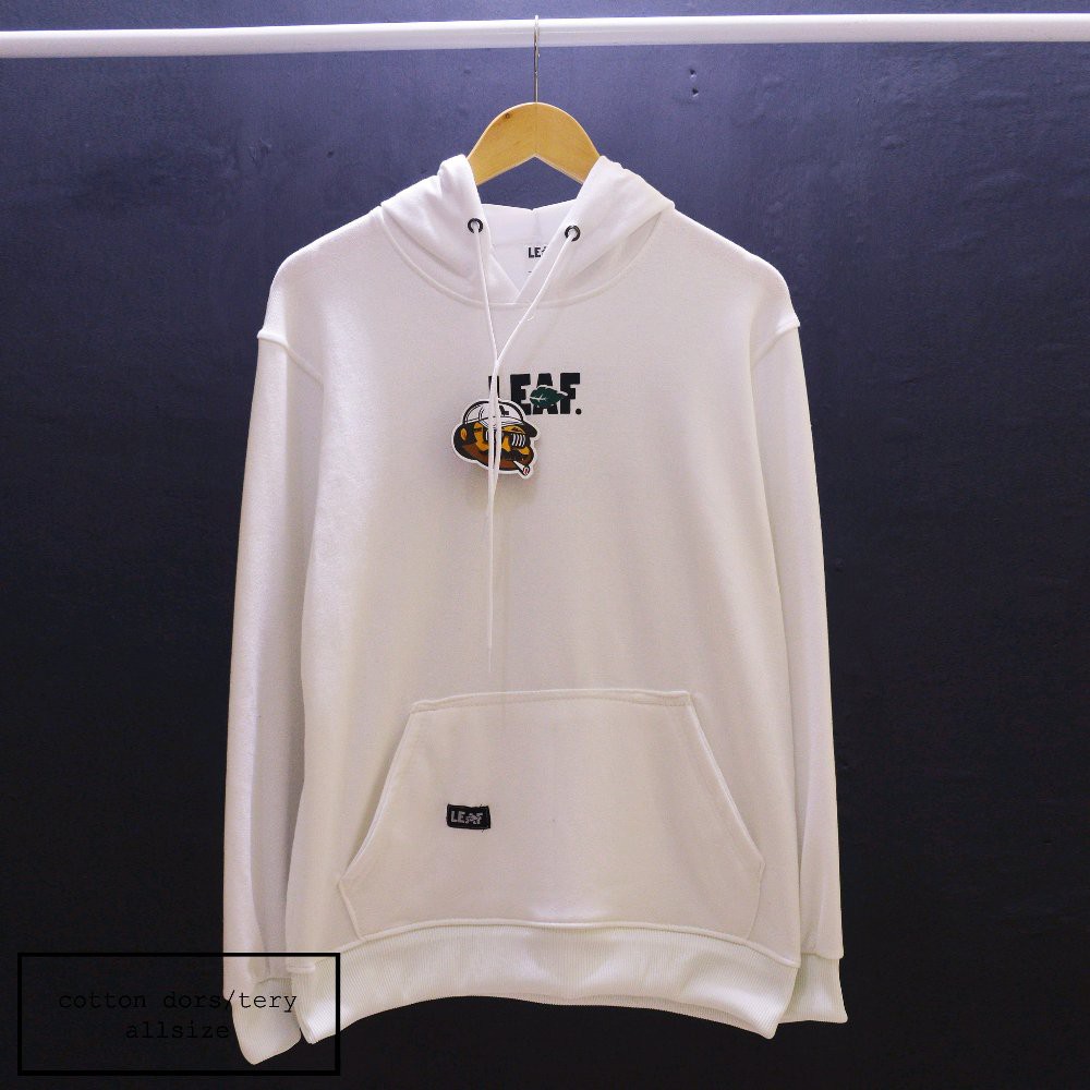 Dijual Jaket sweater hoodie leaf putih Murah