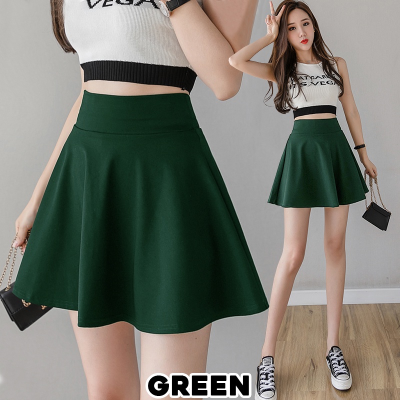 KARAKOREA 806 Bubble Flare Skirt (With Inner Pants) /Scuba Premium/Rok wanita mini ada /Rok payung/Rok Lebar/Rok Scuba/Rok Import/Rok Midi/Rok polos/Rok hitam/Rok korea/Rok Pendek