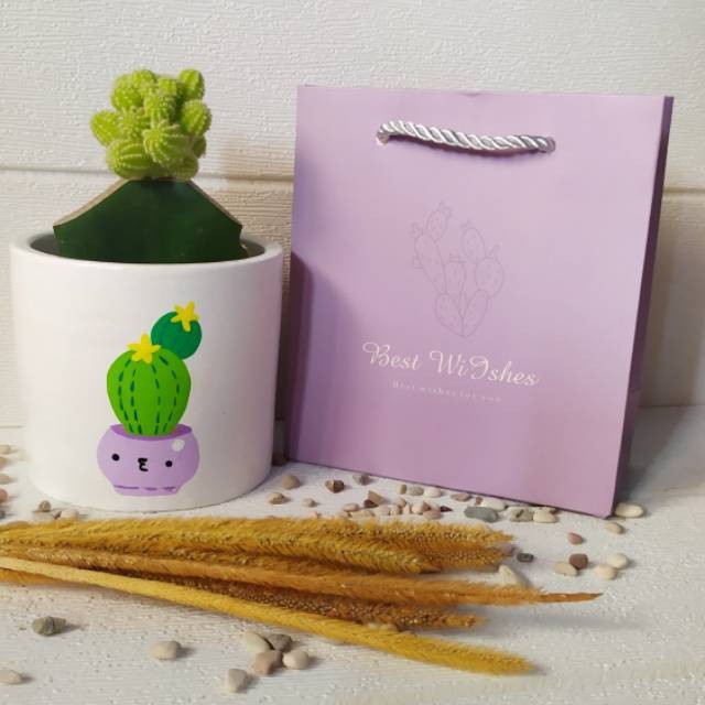 

Paket Kado 1 Set Souvenir Hadiah Ulang Tahun Gift Birthday Kado Unik Kekinian Tanaman Kaktus Hidup