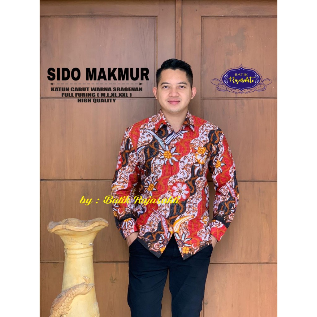 SIDO MAKMUR RAJASAKTI KEMEJA BATIK SOLO PRIA LENGAN PANJANG LAPIS FURING ATASAN BATIK PREMIUM MODERN KATUN HALUS BAHUWIRYA  BANAMITRA BANAMITRA PUTIH BANGSAWAN BAYU PUTRA BERLIAN BIRU BHARATAYUDA BIMASENA BIRENDRA BIRU INDAH BRAHMAKERTA BRAHMAKERTA MERAH