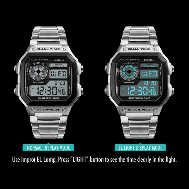 SKMEI 1335 Jam Tangan Pria Wanita Digital Tali Stainless Chronograph Anti Air WATCHKITE WKOS