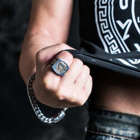 SEUSUK  Cincin Motif Mason Freemason Warna Gold / Silver Untuk Pria