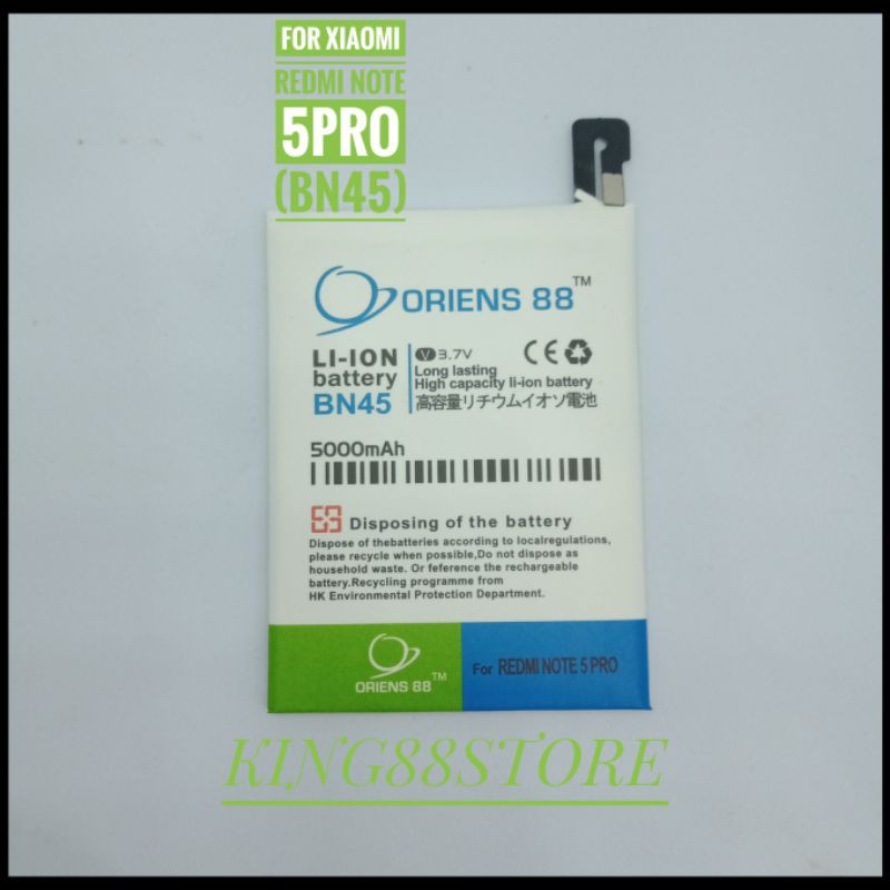 BATTERY BATTERAI BATRE DOUBLE POWER ORIENS88 FOR XIAOMI REDMI NOTE 5 PRO BN45