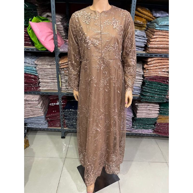 (NEW) ARISTA Busui Brukat Dress - Baju Gamis Dress Brukat Brokat Mutiara Remaja Wanita Perempuan Ibu