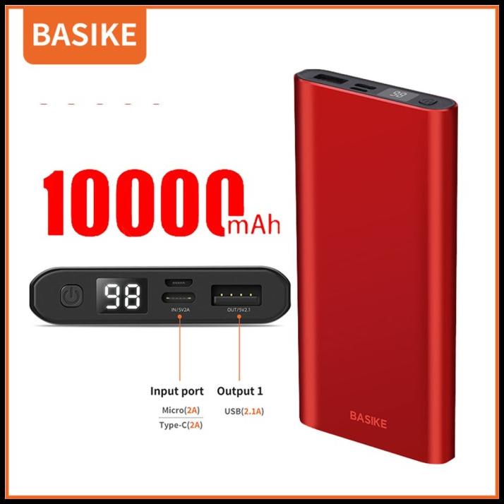 Powerbank Led 10000Mah Ori Basike 2 Inputs Type C Micro Fast Charging