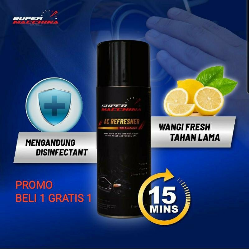 PROMO BUY 1 GET 1 SUPER MACCHINA ac refresher pembersih pendingin AC mobil segar with disenfectant