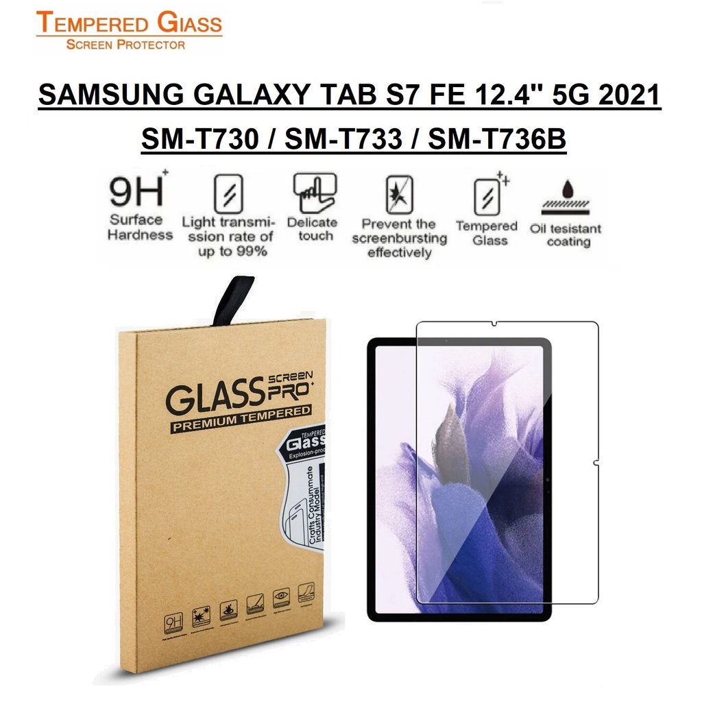 Tempered Glass Samsung Galaxy Tab S7 FE 12.4 inch 5G 2021 SM-T730 T733 T736B TRIPLEDI Anti Gores