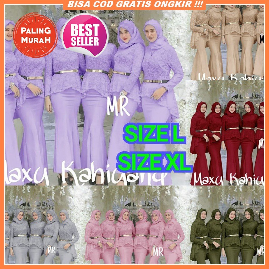 Baju Gamis Brukat Wanita Remaja Terbaru 2021 Model Kekinian Pesta Kondangan Bahn Moscrep Kombi Broka