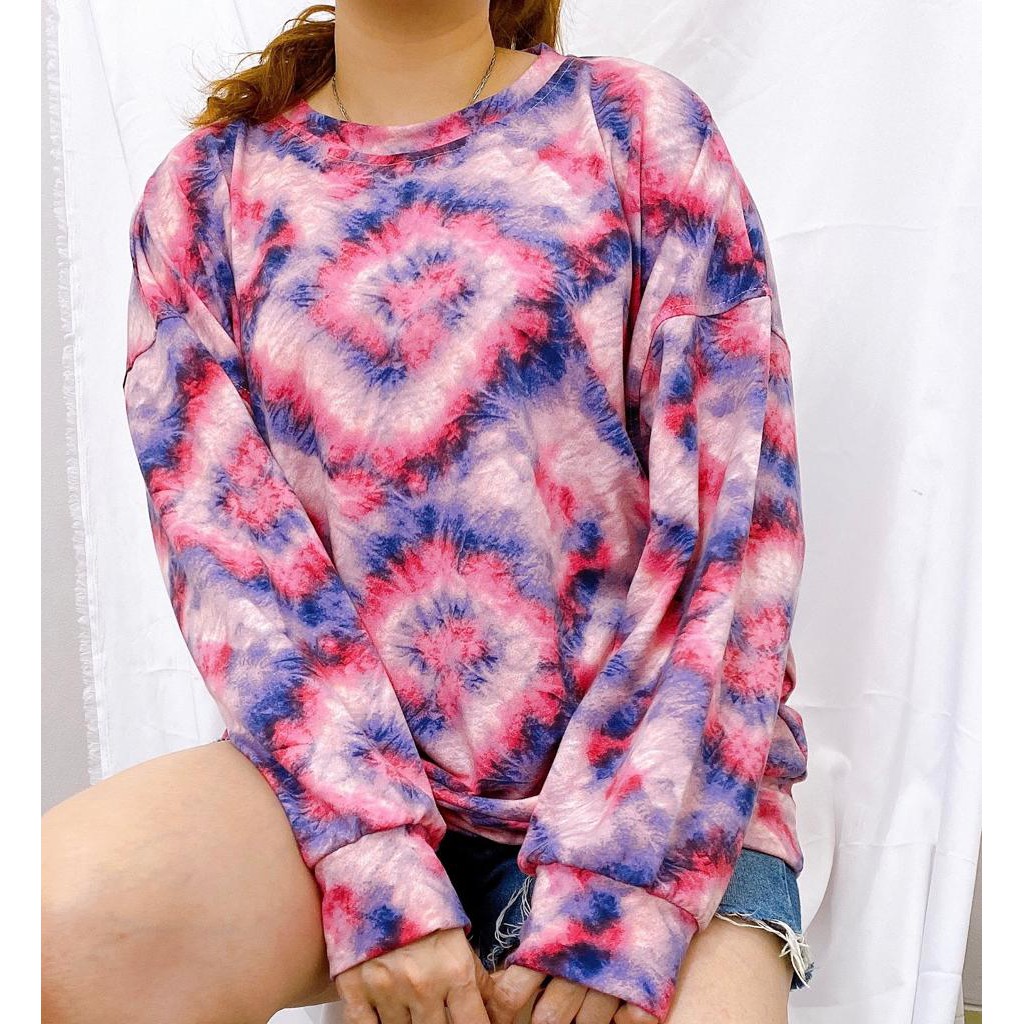 Atasan Kaos Wanita TYE DYE OVERSIZE Bahan Babyterry (JUMBO)