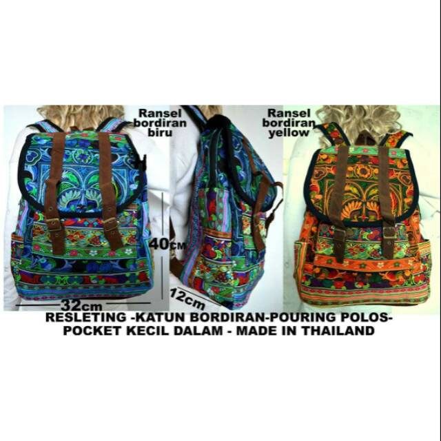 Tas Ransel Hmong Bordir Made in Thailand Kode Ransel Bordiran