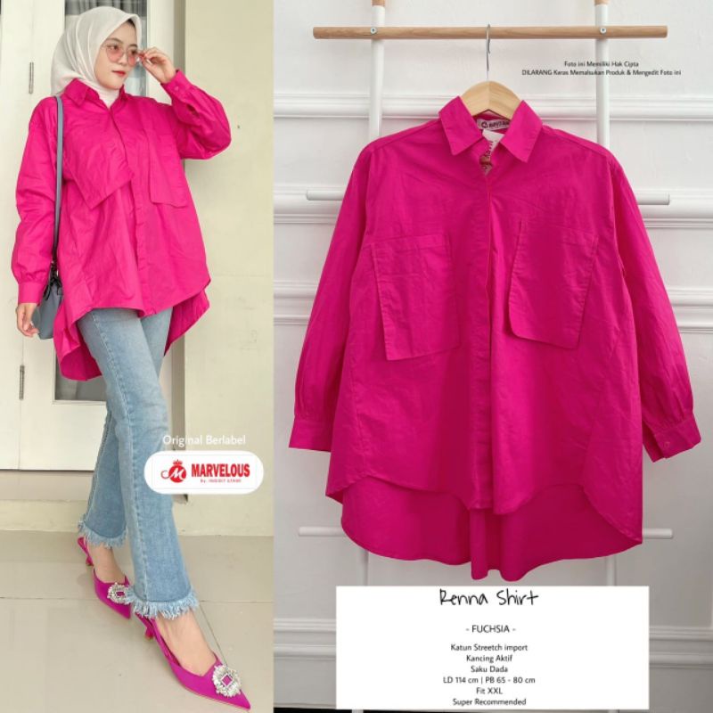 Blouse kemeja muslimah / Renna shirt by marvelous / Blouse katun strech