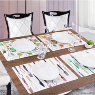 Tatakan Piring PVC MOTIF anti panas untuk alas piring atau gelas meja makan lucu unik