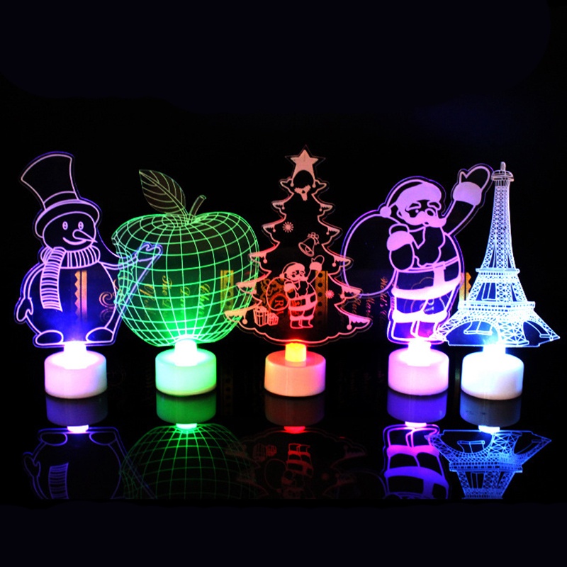 Lampu Malam Led Bentuk Santa Claus 3d Bahan Akrilik Warna-Warni