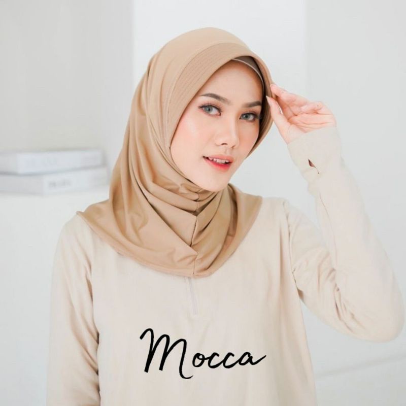 [BISA COD] - HIJAB Ranya SPORT JERSY PREMIUM TERMURAH Jilbab Pet Instan Olahraga Jilbab Volly /Basket BISA GROSIR DAN ECER MURAH-Mocca