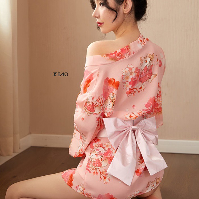 [TRUSTED SELLER] KIMONO LINGERIE BAJU TIDUR KIMONO PIYAMA KIMONO PINK FLORAL KL40