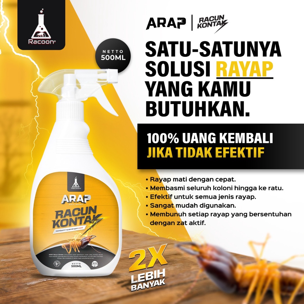 Racoon Anti Rayap Racun Kontak 1 LITER ARAP Quick Action RACOON Garansi 100% Uang Kembali