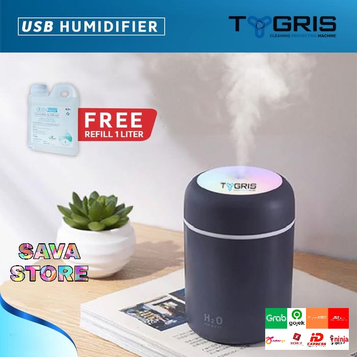 TYGRIS HUMIDIFIER DIFFUSER + FREE 1 LITER REFILL 1L DESINFEKTAN HUMIDIFIER GREEN TEA